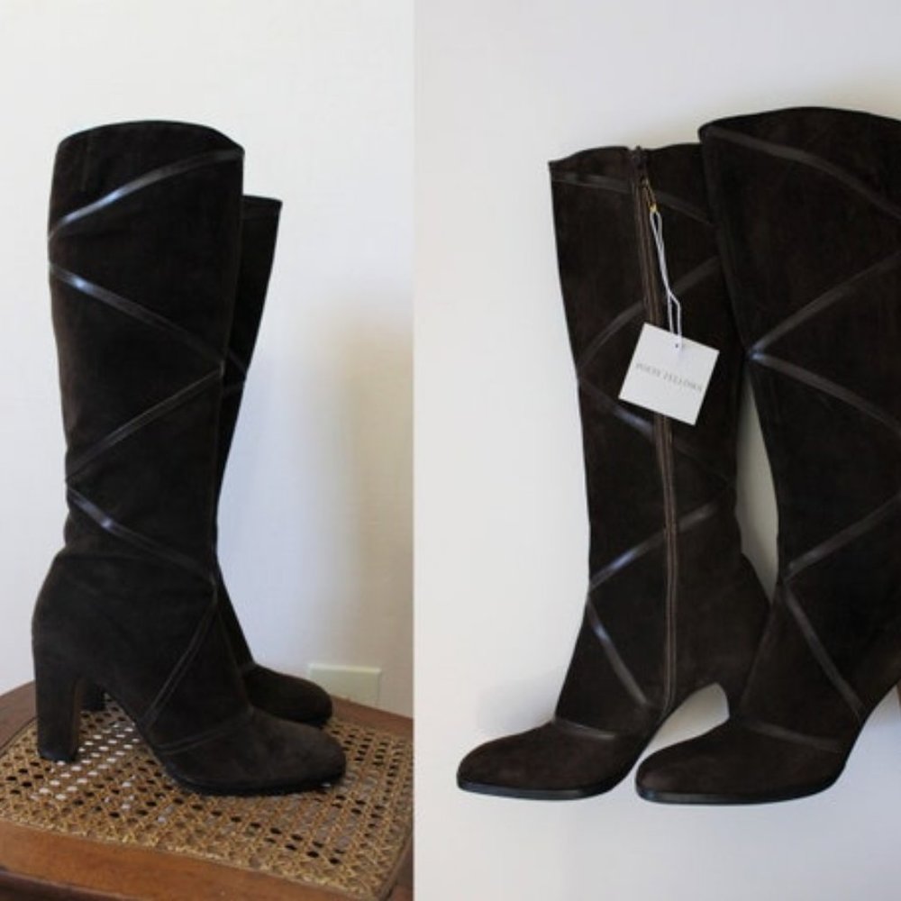 1970s GIVENCHY suede boho boots, brown suede leather hippie boots 6 US